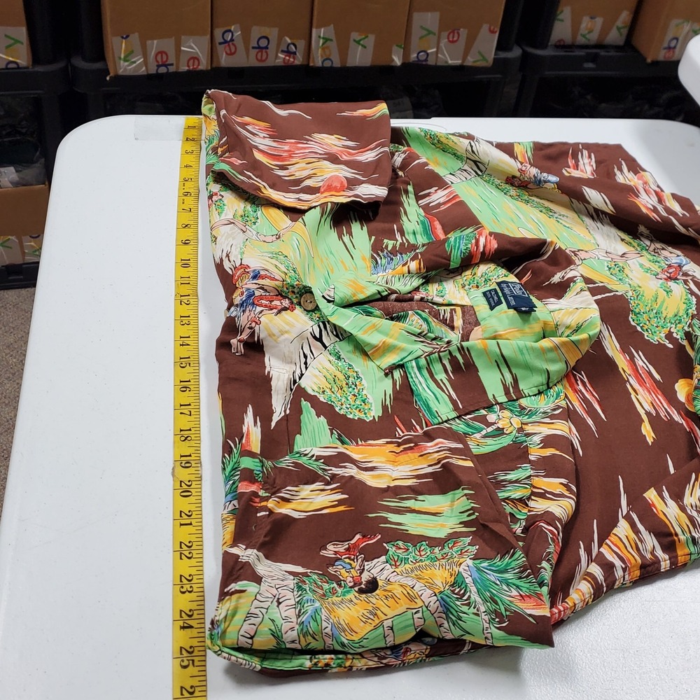 Polo Ralph Lauren Mens Hawaiian Caldwell Shirt Size L Tiki AOP Beach Surfer - Picture 7 of 10